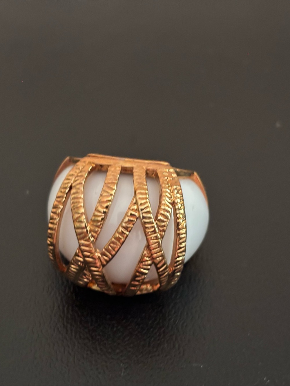 Gold-Tone White Dome Statement Ring